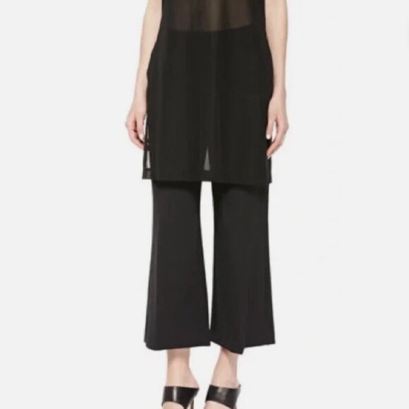 Theory Sprinza Tribute Black Dress Pants Trousers Wide Leg Cropped Size 8